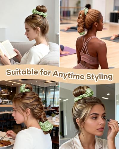 BONNET QUEEN Large Satin Heatless Hair Curler for Long Thick Hair, All-in-One Overnight Curling Rod, Heatless Curls Bun with Built-in Scrunchies, Day-to-Night Styling for Sleep, Travel & Gym, Sage - Image 3