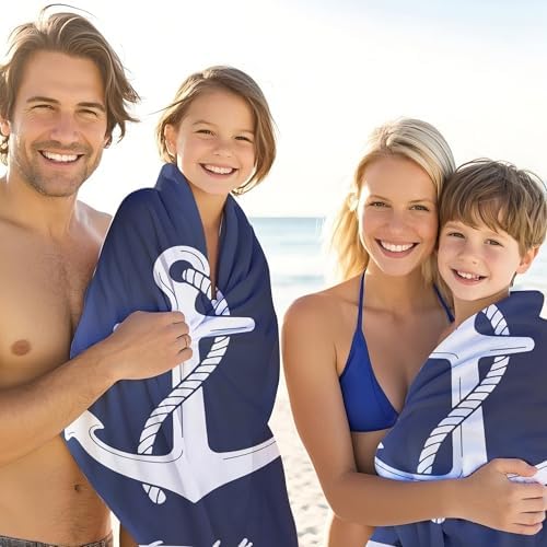 JML Personalized Beach Towel with Name, Custom Anchor Beach Towel, Customized Microfiber Pool Towel, Quick Dry & Absorbent Swim Towel for Adult,Anniversary, Birthday, Summer Holiday,Vacation - Image 4