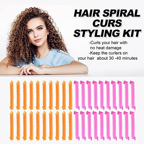 40pcs Heatless Spiral Hair Curlers for Long Hair - Heatless Curls Overnight 22inch Magic Hair Rollers No Heat Curlers for Women Kids - Image 3