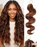 P4/30 Auburn-Chocolate Brown 14 Inch Human Crochet Hair for Black Women Feather Crochet Extensions 55g 40 Strands Resusable Miracle Look Hair Bundles Soft Lightweight Small Knots Body Wave by VDZ100HumanHair