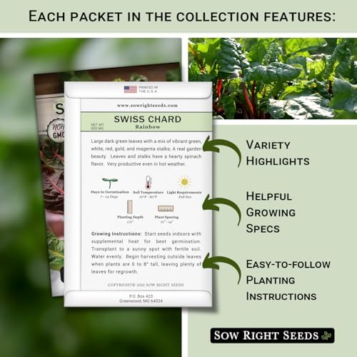 Sow Right Seeds - Swiss Chard Seed Collection for Planting Vegetable Garden - Image 2