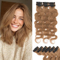 Rich Choices Clip In Hair Extension Real Human Hair-Wave/Curly 6 Pcs Single Clip Hairs Extension for Women-Invisible Mini Clips in Hairpieces for Thin Hairs-14 Inch #6 Light Brown by RichChoices