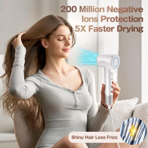 Labiim Hair Dryer,High-Speed Ionic Blow Dryer 110,000 RPM Motor,Cyber White - Image 5