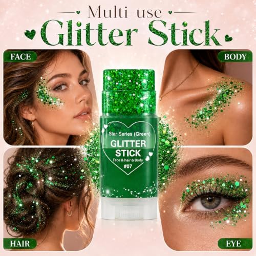 Go Ho Green Face Glitter Stick,Hair and Body Glitter for Women Kids - Image 5