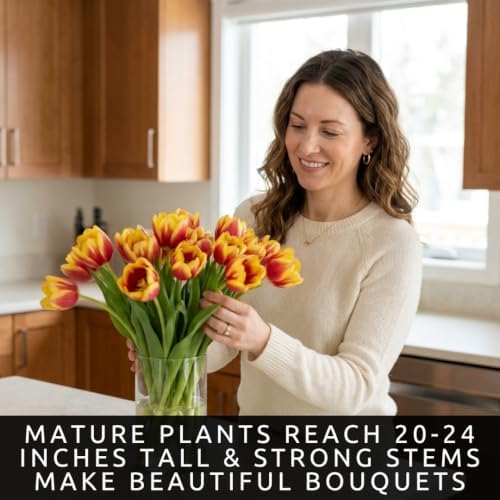 25 Banja Luka Tulip Bulbs | Red Yellow Darwin Hybrid Flowers for Gardens - Image 3