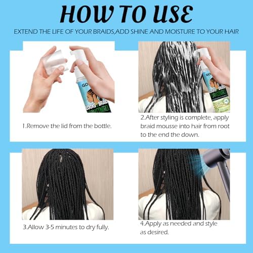 8 fl oz Braid Foam Control Mousse Braiding Hair Mousse for Braids Twist, Locs, No Flake Extra Hold High Shine Style & Moisturizes, Nourishes, Lightweight, Smooth, No Greasy Tea Tree - Image 6