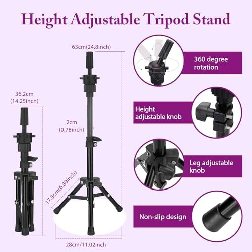 Mannequin Head 80% Human Hair with Tripod Stand, 28 Inch Cosmetology Manikin Head Braiding Mannequin Head with stand, Hairdressing Training Practice Doll Head for Hair Styling with Table Clamp - Image 5