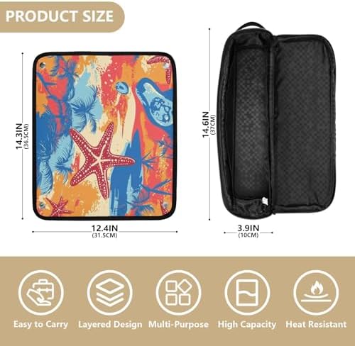 Hair Tools Travel Bag with Heat Resistant Mat Detachable 2-in-1 Curling Iron Travel Case Hot Tools Organizer for Straightener Flat Iron Bright Summer Beach Starfish and Palm Tree - Image 4