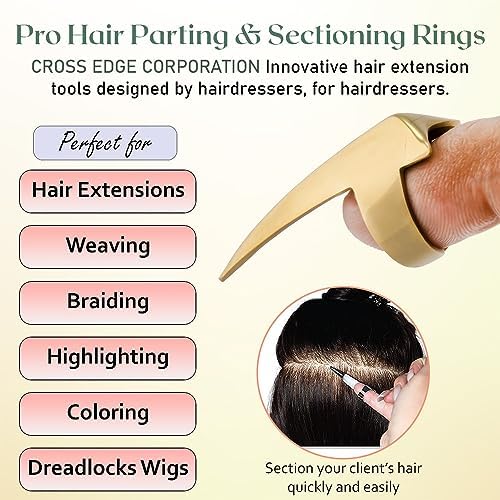 Quick Braid Aid Finger Parting Tool & Sectioning Set - Stainless Steel Braiding Tools for Durable Wig & Hair Extensions Installation, Beader (2pcs Gold) - Image 2