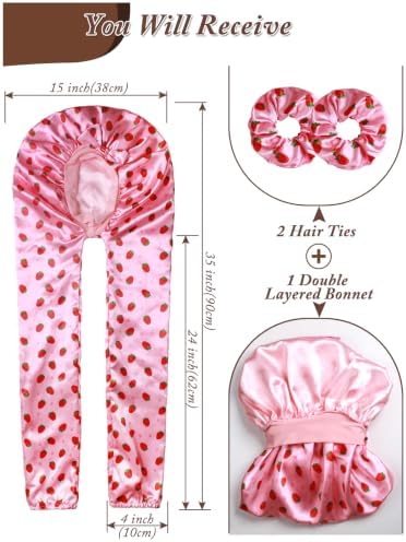 1+2 Satin Pantyhose Bonnet for Braids, Long Hair Bonnet for Women Sleeping - Image 2