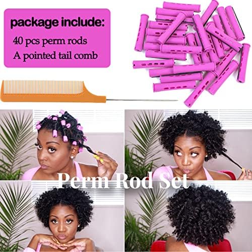 Perm Rods Set for Natural Hair 40pcs Plastic Cold Wave Rods for Long Short Hair Rollers Large Hair Curling Rods for Women Purple - Image 3