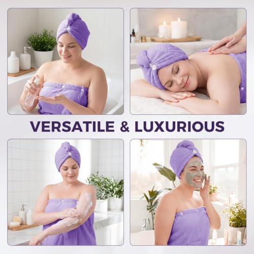 Oversized Bath Towel Wrap for Women with Plus Size Hair Dry Towel Set - Image 7
