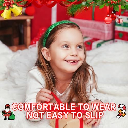 Headbands for Girls, 3 Pack Glitter Christmas Girls Headbands - Image 4