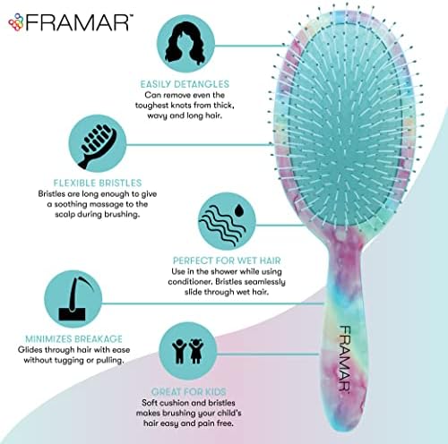 FRAMAR Purple Hair Brush Detangler, Detangling Hairbrush For Women - Image 3