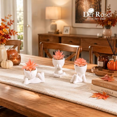 Der Rose 3 Pack Fall Fake Succulents Plants Autumn Room Decor for Bathroom - Image 5