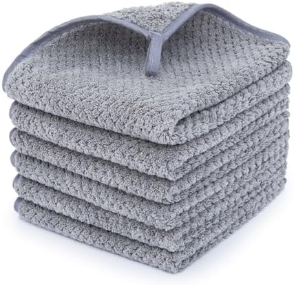 MaopaoBeauty Washcloth Set for Bathroom - Quick Drying - Ultra Soft Microfiber Absorbent Towel for Bath Fitness, Gym, Shower, Hotel, and Spa - 13x13 Inch | Set of 6, Grey by BESTCHOICEFORYOU%EF%BC%81