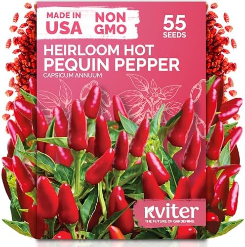 55 Hot Pequin Pepper Heirloom Vegetable Seeds for Planting, Capsicum Annuum by KVITER