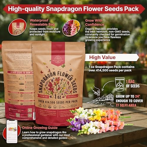 Snapdragon Flower Seeds Pack 1 oz - Over 414,500 Non-GMO Heirloom Snapdragon Seeds for Planting Indoor & Outdoor Gardening, Flower Seed for Home and Garden in Individual Packet, Floral Perennial Mix - Image 2