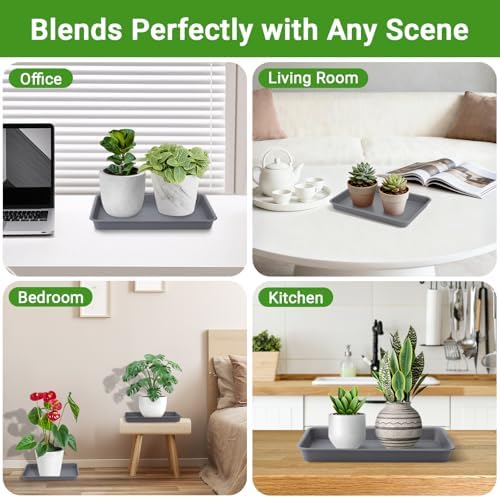 Grey Plastic Trays 11 Inch, UV Resistant Plant Pot Saucers for Indoor & Outdoor Use, Drip Trays for Potted Plants(Pack of 3) - Image 6