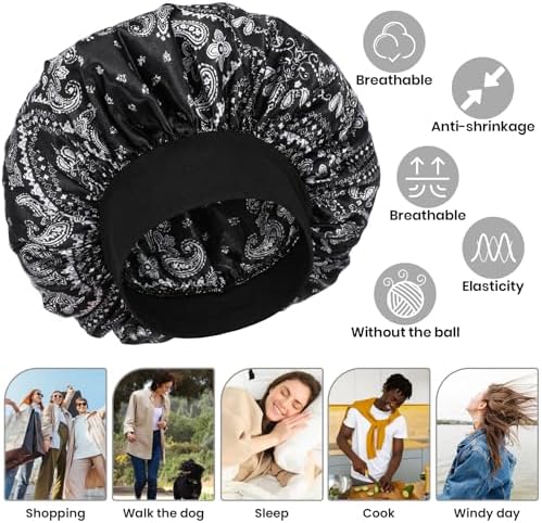 WLLHYF Silk Bonnet for Men, Satin Bonnet Elastic Band Silk Sleep Cap Soft Adjustable Hair Cap Hair Wrap for Women Sleeping - Image 4