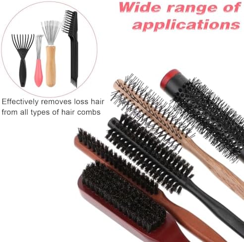 Hairbrush Cleaner Tool Set, 4 PCS Hair Brush Cleaner Rake Comb Cleaning Brush Mini Comb Cleaner Hairstylist Essentials Embedded Tool for Home and Salon Use Removing Hair Dust (4 Style) - Image 7