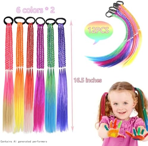 Girl hair accessories, children's colorful braided hair extensions - Image 2