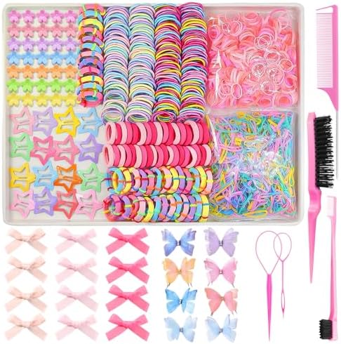 900 PCS Colorful Hair Ties for Girls Hair Accessories Set by Lizioo