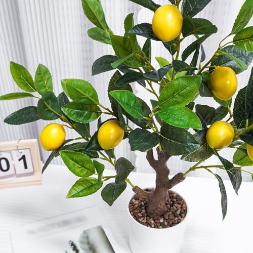 Caxchiling Artificial Lemon Tree 2FT, Faux Tabletop Tree with Planter - Image 2