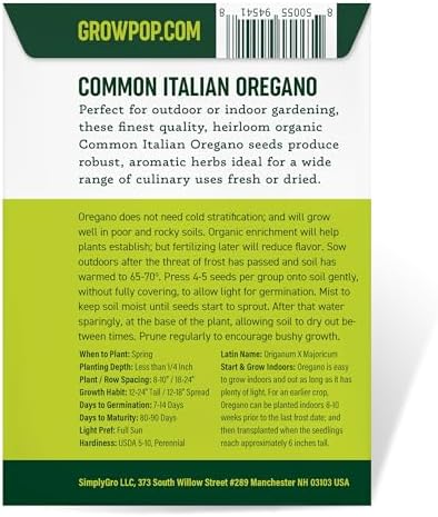 Organic Common Italian Oregano Seeds - USDA Organic, Non-GMO, Open Pollinated, Heirloom (5 Packets - 2.5 Grams - Approx 2250 Seeds) - Image 5