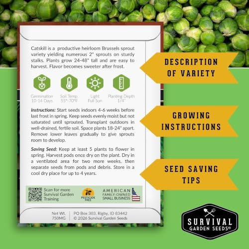 Catskill Brussels Sprout Seeds for Planting (5 Packs) - Image 2