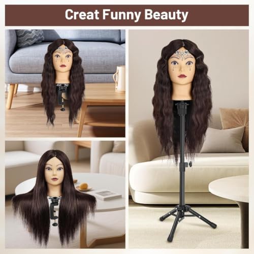 23" Mannequin Head with Hair for Hairdressing Training and Hair Styling - Image 6