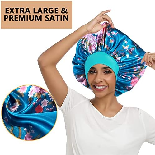 3PCS Extra Large Satin Bonnets for Sleeping, Hair Bonnets for Black Women Braids Curly Hair, D - Image 2