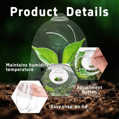 pson 10Pcs 3.5 Inch Clear Plant Humidity Dome Cover, Reusable Plastic Frost Protection Mini Greenhouse for Indoor and Outdoor Plant Growth - Image 3