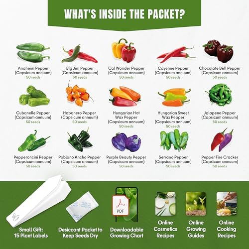 SproutMe Hot & Sweet Pepper Seeds for Planting, 15 Varieties, 750+ Seeds - Image 2