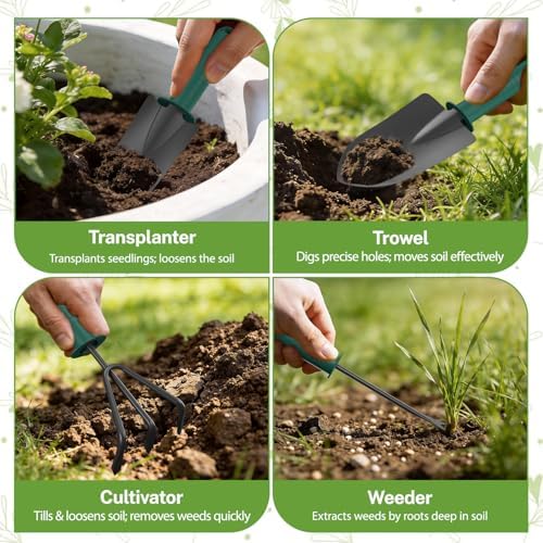 5 Tier Large Plant Stand with Garden Tools, 10 Inch Tray, Black - Image 5