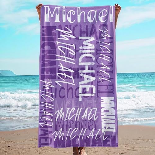 JML Personalized Beach Towel with Name, Custom Beach Towel with Name, Customized Microfiber Pool Towel, Quick Dry & Absorbent Swim Towel for Adult,Anniversary, Birthday, Summer Holiday,Vacation by JML