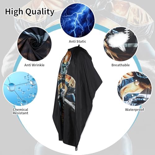 Professional Hair Cutting Cape with Neck Duster Brush, Waterproof Salon Barber Cape with Snaps, Barber Accessories (Football Players) - Image 2