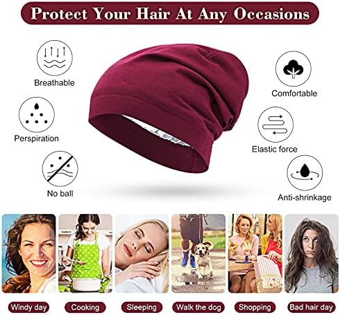 SATINIOR 6 Pcs Satin Lined Sleep Cap Beanie Night - Image 3