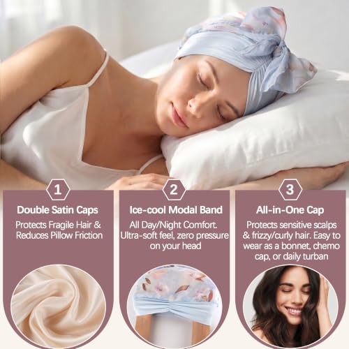 Ababalaya Satin Lined Head Wrap Chemo Headwear for Women - Image 5