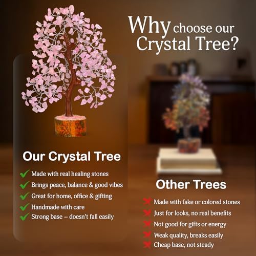 YATSKIA Rose Quartz Tree of Life Crystal Bonsai, Unique Gifts for Women, Sister & Friends, Handmade Gemstone Tree, Living Room, Bedroom & Office Decor, Birthday Gifts - Image 6