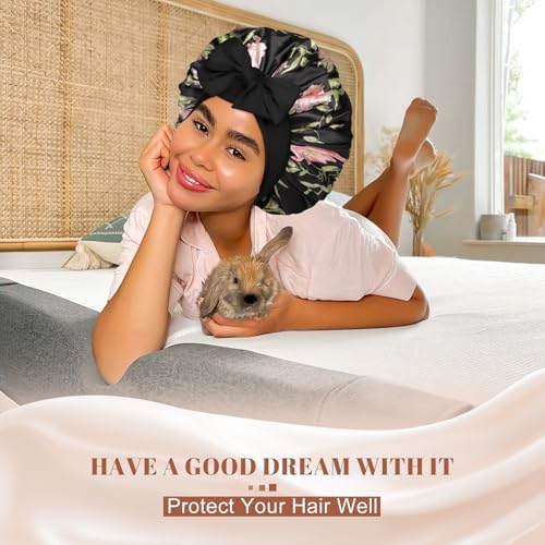 CHLINS Double Layer Satin Bonnet for Sleeping, Hair Bonnet for Curly Hair - Image 6