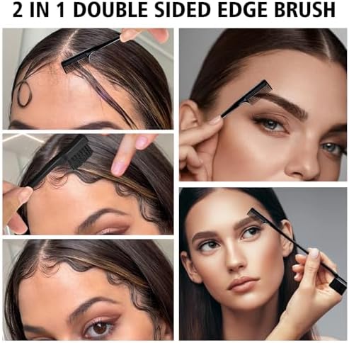 3 Pieces Hair Styling Comb Set Teasing Brush Rat Tail Comb Edge Brush for Edge&Back Brushing, Combing, Slicking Hair for Women (Black) - Image 5