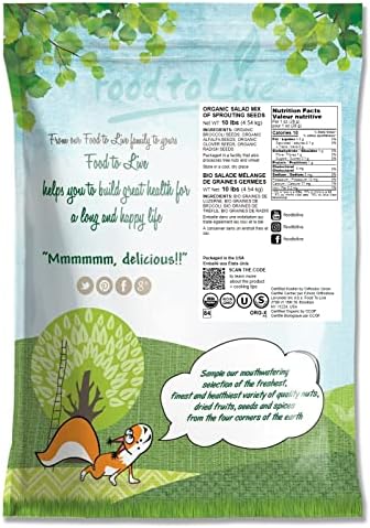 Food to Live Organic Salad Mix of Sprouting Seeds, 10 Pounds — Non-GMO Broccoli, Radish, Clover, Alfalfa. Rich Germination Rate, Non-Irradiated, Kosher, Vegan Superfood, Bulk, Rich in Sulforaphane - Image 2