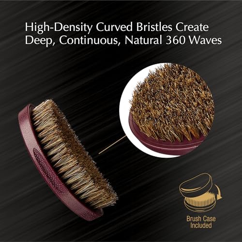 Red by Kiss Premium Pocket Wave Bow Wow Curved Palm Brush Soft, High Density Curved Bristles for Deep Natural 360 Waves, Pocket Size with Travel Cover for Coarse Hair & Wolfing Stage - Image 3