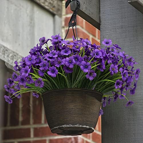 LikSoor 21 Bundles Artificial Outdoor UV Resistant Flowers No Fade Fake Outside Flowers Plastic Greenery Faux Shrubs Garden Porch Window Box Home Decoration(Purple) - Image 2