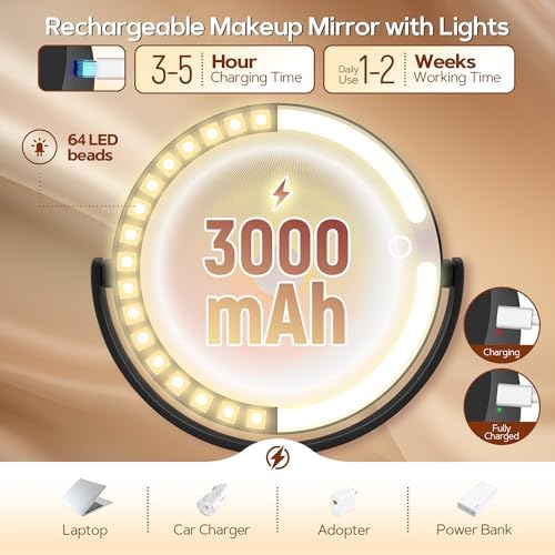 B Beauty Planet Makeup Mirror, Double-Sided Lighted Magnifying Mirror 30X - Image 5