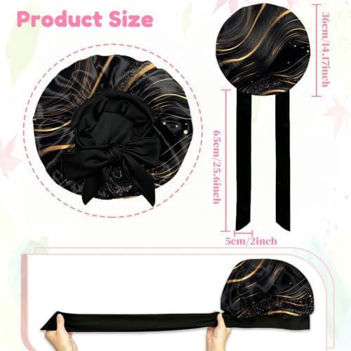 Satin Hair Bonnet Silk Bonnet for Sleeping Double Layer Elastic Tie Band Adjustable Reusable Hair Cap Cute Women Girls - Image 2