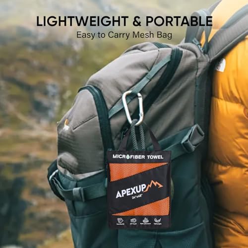 APEXUP Microfiber Travel Towel, Ultra Absorbent Quick Dry Towels, Lightweight Gym Sports Camping Towel for Workout, Yoga, Beach, Shower, Swimming (60"×30", Orange) - Image 7