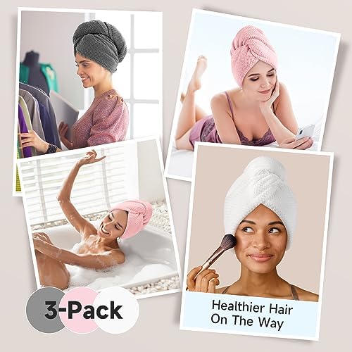 Umisleep 3 Pack Microfiber Hair Towel Wrap for Women Kids, 400 GSM Thicker - Image 6
