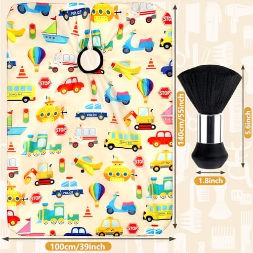 FEBSNOW Kids Haircut Cape, Professional Barber Cape with Neck Duster Brush - Image 2